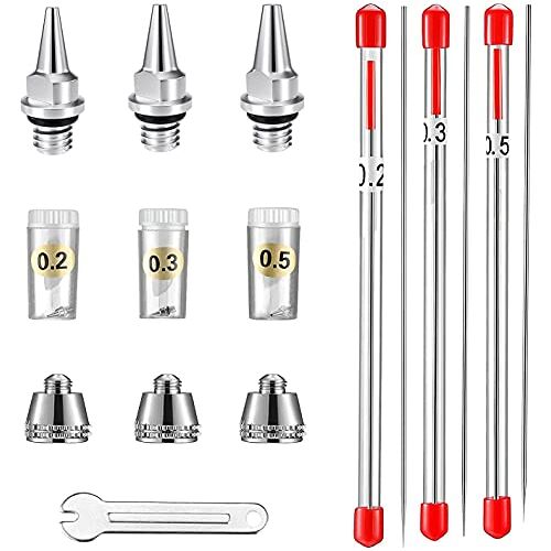 ABEST 0.2mm, 0.3mm, 0.5mm Airbrush Nozzle Airbrush Naald Nozzle Cap Vervanging Onderdelen voor Airbrush Spray Gun Sproeier Accessoires