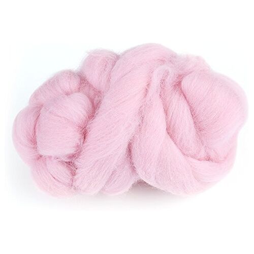 Hztyyier 55g vilten wol, Fiber Spin vilt ambachten naaldvilten, DIY ambachten materiaal(roze)