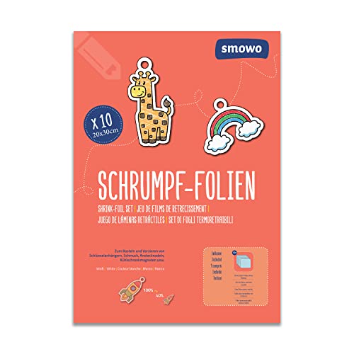 Smowo ® Krimpfolie, transparant, krimpfolie, plastic folie om te knutselen, A4 krimpfolie, mat, 10 stuks