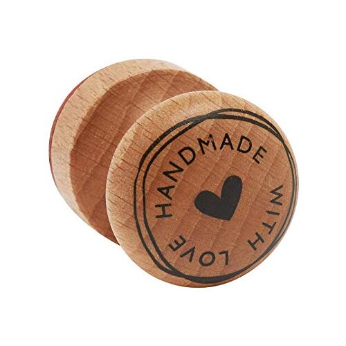 Rayher HOBBY  stempel hout "Handmade with love", rond, 3 cm ø, motiefstempel hout, houten stempel, boterstempel, ronde stempel, 29022000