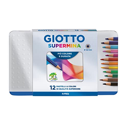 Giotto - Fila Box metaal 12 Supermina diameter 3,8 m pastelstiften A potlood 849, meerkleurig, 8000825236709