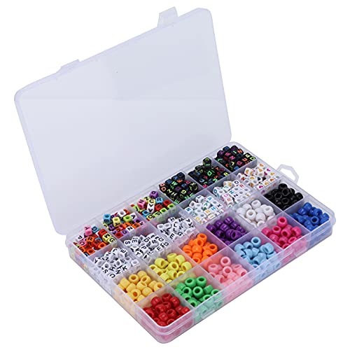 DZHONNG Brief Kralen Grote 10 Kleur Vierkante Elastische Draad 6Mm Alfabet Kralen Grote Gat Kralen Set Kleurrijke Letter Kralen Set Bubble Tas 1 Set Rechthoekige Kralen Kralen