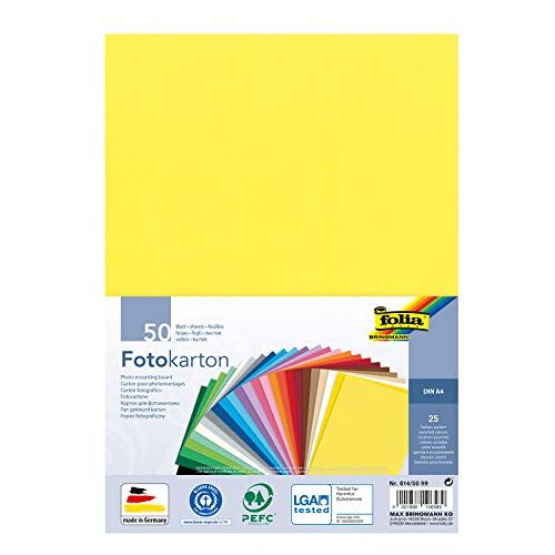 folia knutselkarton, A4, 300 g/m2, 25 kleuren