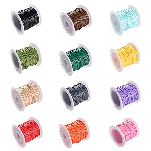 Hoshisea 12 Rollen Nylon Koord, Gewaxt Katoenen Koord, Polyester Katoenen Koord, Kleur Nylon Koord, voor het Maken van Armbanden, Kettingen, Koorden, Doe-Het-Zelf (12 Kleuren)