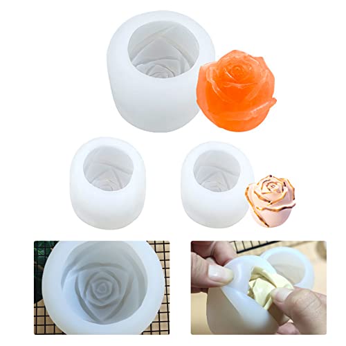 N-D Kaarsvorm kaarsen gietvorm siliconen vormen 3D roos bloemenvorm 3 stuks bloemen siliconen zeepvorm DIY Candles Mould handleiding zeep gieten vormen handwerk maken