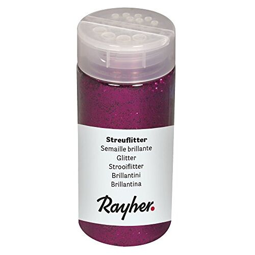 Rayher 3925833 strooischijf, blik met strooideksel, 110 g, glitter ideaal voor het knutselen, voor het decoreren van papier, karton, hout, piepschuim, keramiek, steen, roze