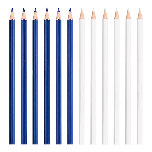 Nivofu 12 stuks naaistiften voor stoffen, wit en blauw, oplosbaar, markeerstift, naaistift, markeerstift, markeerstift, stofmarkering, naaien, voor kleermakers