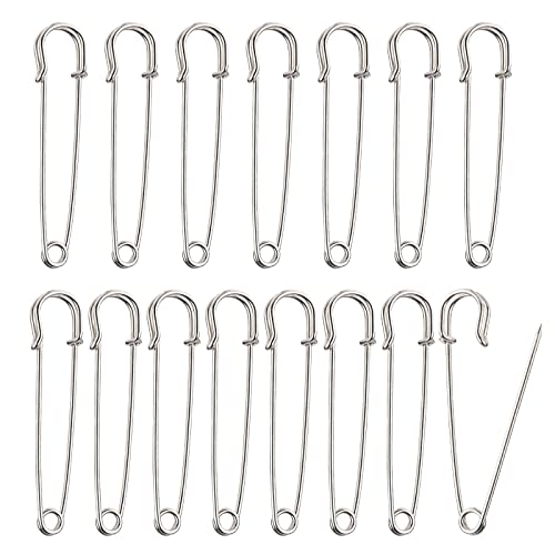 Lahviuu Grote veiligheidsspelden, 15 stuks metalen gigantische veiligheidsspeld zware sterke grote luierspelden kilt pin veiligheidsslot, voor ambachten sieraden quilten breien kleding deken matras tafelkleed