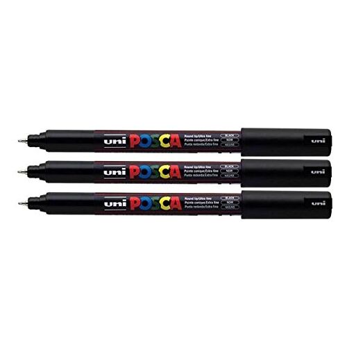 POSCA Set van 3  PC-1MR Uni-Ball viltstiften in een reeks van 16 kleuren