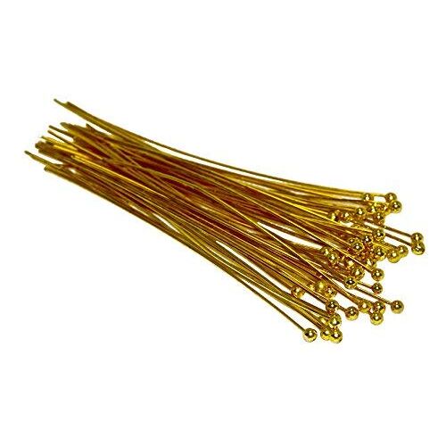Geralin Gioielli 60 stuks gouden kettelstiften, klinkstiften, kopstiften, prismastiften met kogel, 50 x 0,5 mm