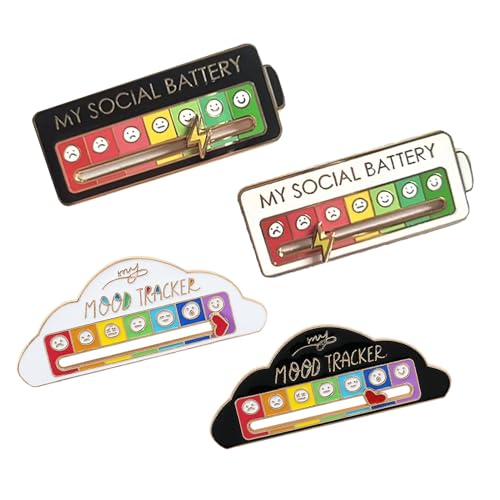 KAYEF Sociale Batterijspelden, 4 Leuke Sociaal Emotionele Spelden, Trots Accessoires Spelden, Interactieve Emotionele Spelden Spelden Spelden Angst Badges Interactieve Geestelijke Gezondheid