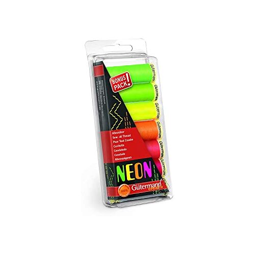 Gutermann GUT_731148 draadset: alles naaien: 100 m: neon: 7 walsen, van toepassing