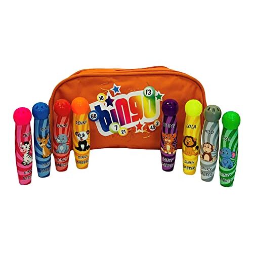 Thomas & Anca Club Supplies Ltd Bingo Dabbers 8 pack met Bingo Etui Dinky Dabbers voor Bingo Tickets Lockdown Bingo Kids Bingo Gift Bingo Marker Pennen Kinderen Kleurpen Dot (Oranje) 8 x15ml Dinky Dabbers