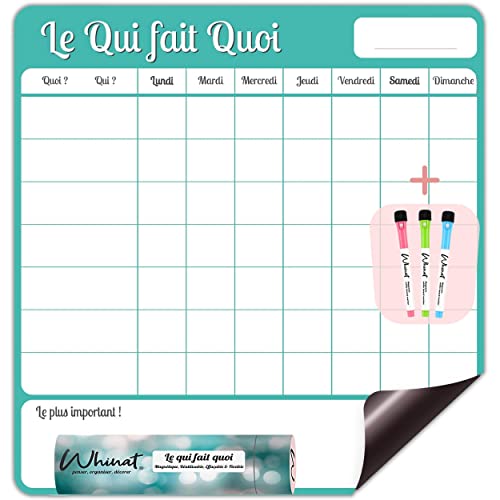 WHINAT Magneetbord voor huishoudelijke taken "Wie doet wat" – magneetplanner voor keuken – kalender / agenda voor het gezin om je taken tussen ouders en kinderen te verdelen