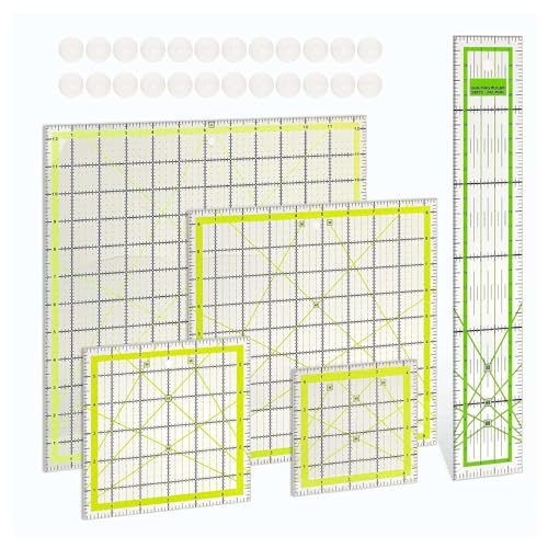 sunmin Quilting-liniaal, acryl quilting-liniaal en sjabloon, naailinialen en geleiders voor stoffen, naailinialen, 5-delig