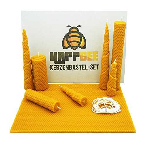 HappBee ® Bijenwas kaarsen set met bijenwasplaten en lont voor geurende honinggele bijenwaskaarsen