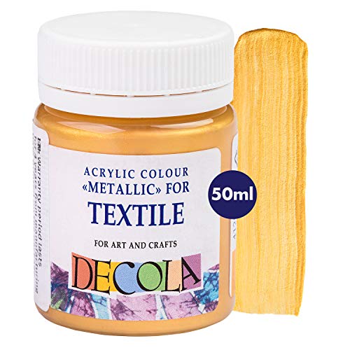 Decola — Metallic Gouden Textielverf 50ml   Textielkleur Met Hoog Pigment   Gemaakt In Rusland Door Neva Palette