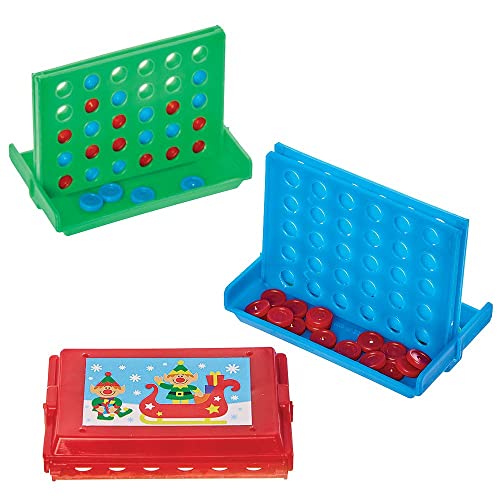 Baker Ross FX407 Kerstmis vrienden 4 op een rij Spellen Pak van 6, Kerst Reisspellen voor Kinderen, Bordspellen, Kerstfeestspellen