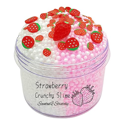 fanelod Niet-plakkerig aardbeienspeelgoed, superzacht aardbeienspeelgoed met schuimbal, knapperige aardbeienset, geurend diy aardbeienspeelgoed voor baby's