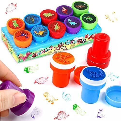 DBALL 10 stuks stempelset kinderen dinosaurus stempels zelfkleurende stempelset dieren voor spel plezier hobby DIY stempel op albums briefpapier wenskaarten verzamelalbums cadeauzakjes (10 motieven)