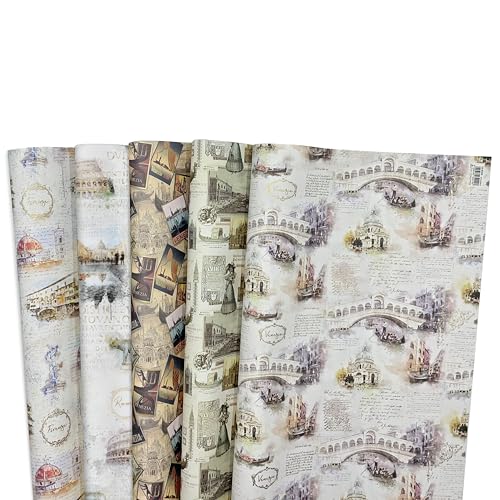 Magicamente Carta Venice Prestige Decorpapier, set, 5 vellen, gesorteerd, maat L