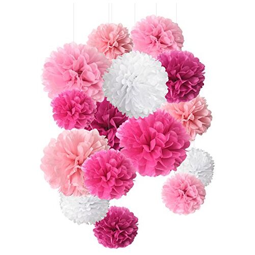 SD SPARKLING DREAM Tissue Paper Pom Pom Papier Bloemdecoraties voor Feestdecoratie Bruiloft Decor Verjaardagsviering en Buitendecoratie 15 stuks van 8, 10, 14 inch