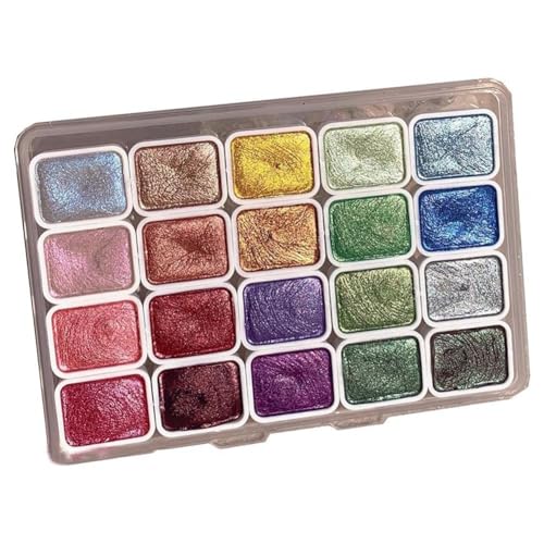 coserori 20 Kleuren Aquarelverfset Reserveonderdelen Metallic Aquarelverfset, Glitter Aquarelverfdoos (1ML-A)