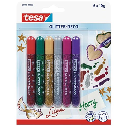 tesa ® Glitter Deco Glitterstift, standaard, verpakking van 6 stuks