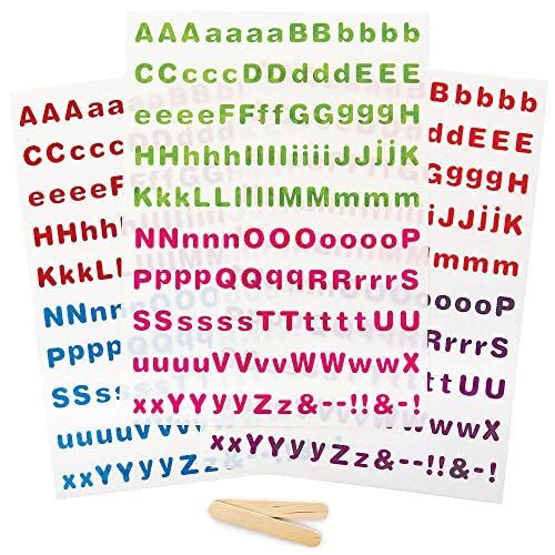 Baker Ross FC915 Letter Rub-On Transfer Stickers Set van 425, Stickers, Kinderen Waterdicht Knutsel Stickers, Keramisch Hout en Papier Stickers