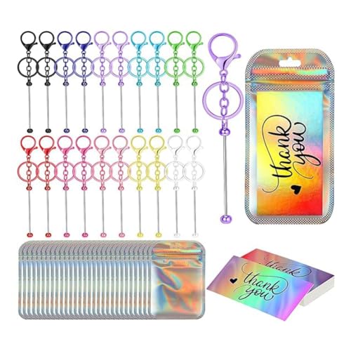 Datering 20 Stk¹ Kralenkaarten, 20 hologram-zakken, 20 bedankkaarten, DIY-hangers, knutselen, sieraden maken, metalen kralensleutelhangers, doe-het-zelf kralensleutelhanger?