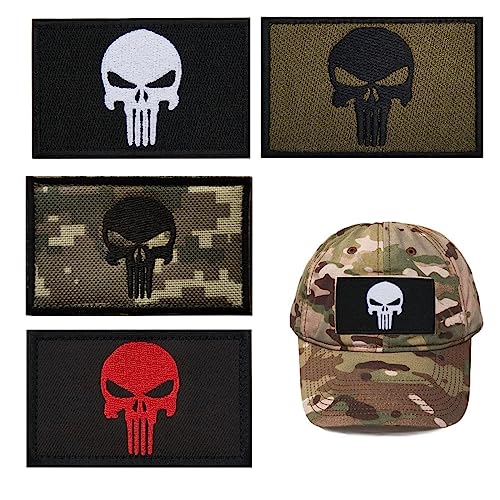 MUYAPAY 4 stuks patches, klittenband, militaire patches, punisher rugzakken, militaire patches, sticker, badge, voor tactische kleding, rugzak, honkbalpet, uniform, vest, hondenharnas, punisher patch