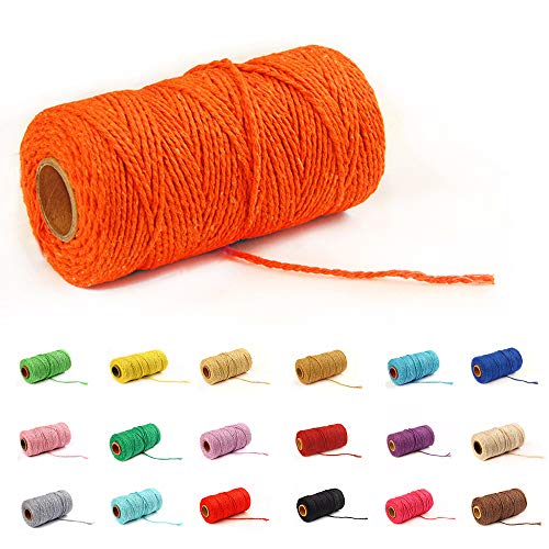 Gbrand 100 Yard/2mm Gekleurd Katoenen Touw Ambachten Koord Breien Touw voor Verpakking Cadeau Ambachten (Oranje-1)