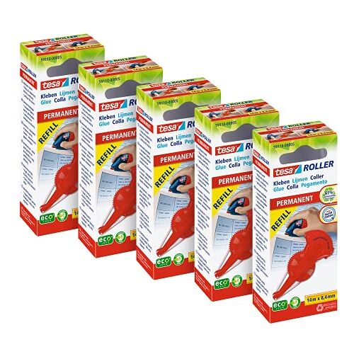 tesa Lijmroller Navulcassette Set van 5 Pack navulling voor de  lijmroller