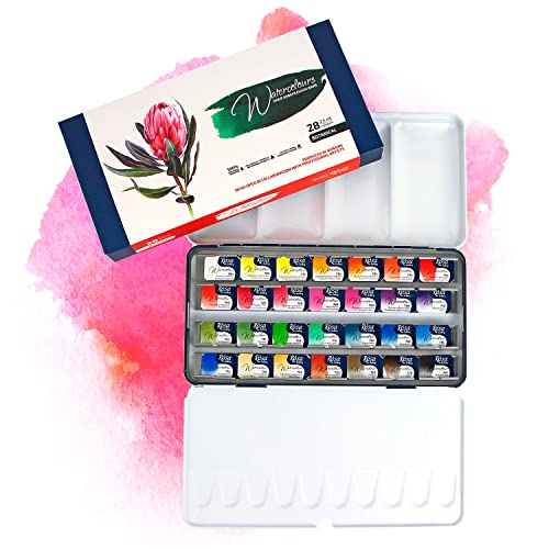 7 Artists Aquarelverf  Aquarelverf Botanical Set Van 28 Kleuren   Aquarel Palet   Volwassen Aquarel Schilderij   Aquarel Doos   Aquareldoos   Aquarelverfpalet   Waterverf