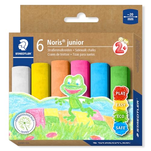 Staedtler 2365 C6 Noris Junior Jumbo Outdoor Wasbare Pavement Krijtjes Verschillende Kleuren (Pack van 6)