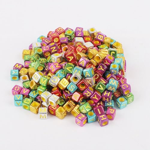 SHTGOI 200 stuks acryl letterkralen, spacer-kralen, 6 x 6 mm, letterkralen om te rijgen, alfabet A-Z, ronde letterkralen voor armbanden, halskettingen, haarbanden, sieraden, doe-het-zelf knutselen