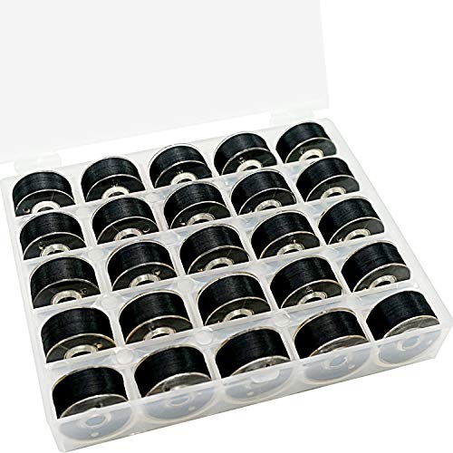 New brothread 25pcs Zwart 70D/2 (60WT) Voorgewonden Onderdraad Kunststof Maat A SA156 voor Borduurwerk en Naaimachine DIY Borduurgaren Naaigaren