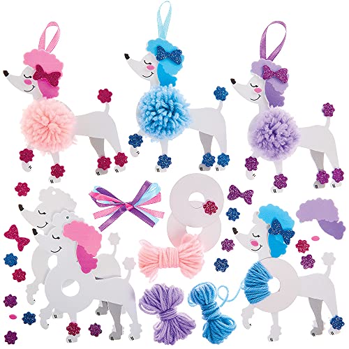 Baker Ross FX693 Poedel Hond Pom Pom Decoratie Sets Set van 3, Schuim Kunst en Knutsel Decoraties voor Kinderen