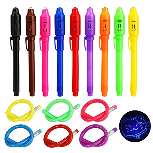 TAGVO Onzichtbare pennen, onzichtbare inkt, UV-licht, markeerstift, magische pen voor kinderfeesten, geschenken (9 pen)