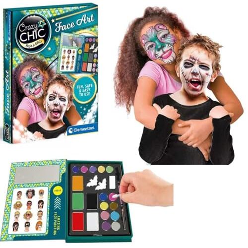 Clementoni Crazy Chic Face Painting, speelgoedmake-up, make-up voor kinderen, modeontwerpkit voor kinderen, Art & Crafts kit, 6+ jaar, 18605