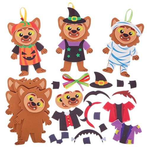 Baker Ross FX628 Weerwolf Decoratiesets Set van 8, Halloween Decoratie Knutselsets voor Kinderen