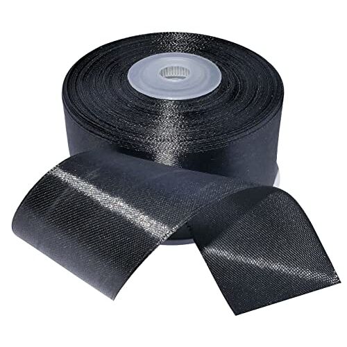 AERZETIX C55633 satijnen lint op rol 38 mm x 25 m zwarte kleur cadeaulint voor ceremonie bruiloft verjaardag party decoratie van polyester