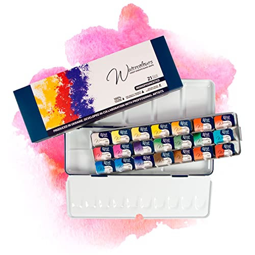 7 Artists Aquarelverf  Aquarelverf Monopigmented Set Van 21 Kleuren   Aquarel Palet   Volwassen Aquarel Schilderij   Aquarel Doos   Aquareldoos   Aquarelverfpalet   Waterverf