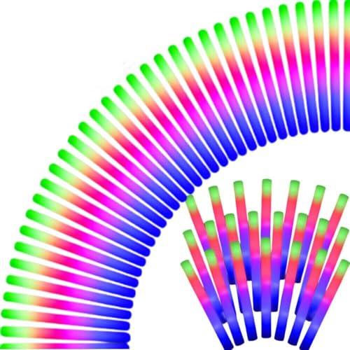 QWITWQ 100 stuks led-stokken voor bruiloften, lichtstaven, lichtstaven voor feestjes, lichtgevende schuimstokken met veelkleurige led