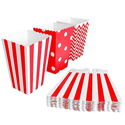BangShou 60 Stuks Popcorn Zakjes Snoepbakje Popcorn voor Popcorn Krakelingsticks en Candybars (Rood)