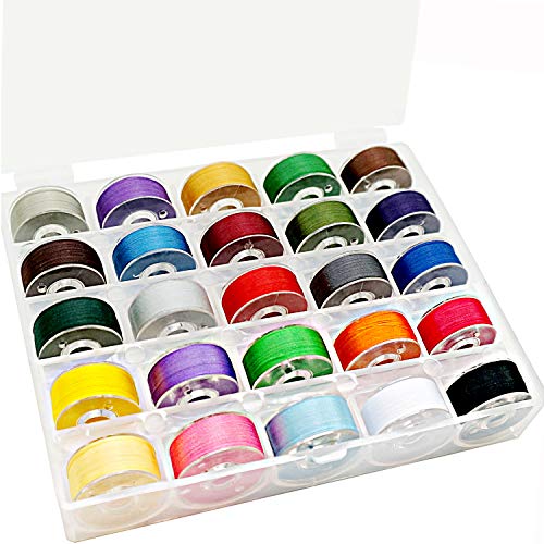 New brothread 25pcs Diverse Kleuren 70D/2 (60WT) Voorgewonden Onderdraad Kunststof Maat A SA156 voor Borduurwerk en Naaimachine DIY Borduurgaren Naaigaren