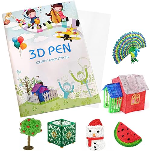 Edumov 3D-stiftsjablonen, kleurrijke 40 patronen, 3D-printpen, sjabloon, 3D-pen, sjabloon met transparant tekenbord, schilderen, 3D-pen, sjabloon voor kinderen, starterset, meisjes en volwassenen, doe-het-zelf cadeau