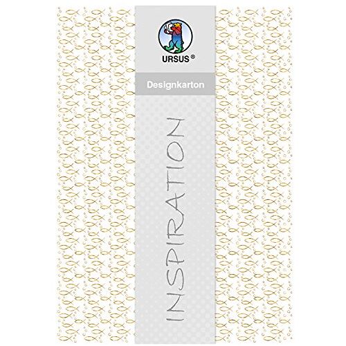 Ursus 60844605 designkarton, 200 g/m², 5 vellen, DIN A4, vissen, goud