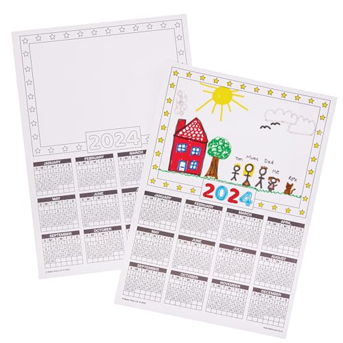 Baker Ross FX871 Kalender Blanks 2024 Pak van 12, Kinderen Maak Je Eigen Kalender Knutsel Accessoires