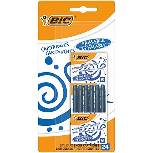 BIC Kleine Vulpen Inktpatronen Uitwisbare Blauwe Inkt, Pak van 24 Stuks